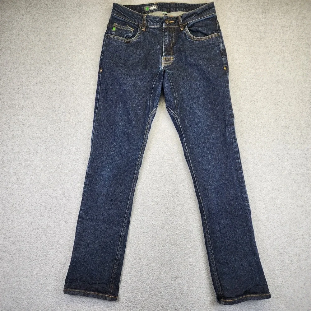 Stio Rivet Jeans Mens 30R 30x32 Straight Leg Organic Blue Cotton Stretch Denim